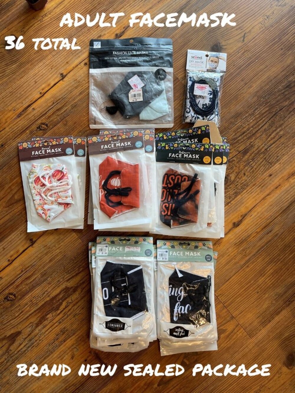36 Pack Reusable Adult Face Masks - Brand New Sealed for Comfort & Protection